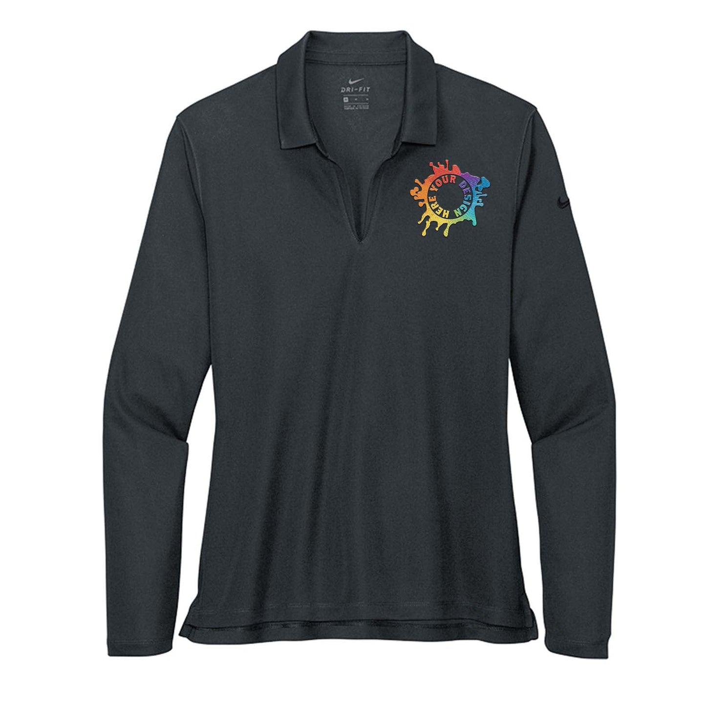 Nike Women's Dri-Fit Micro Piqué 2.0 100% Polyester Long Sleeve Polo T-Shirt Embroidery - Mato & Hash