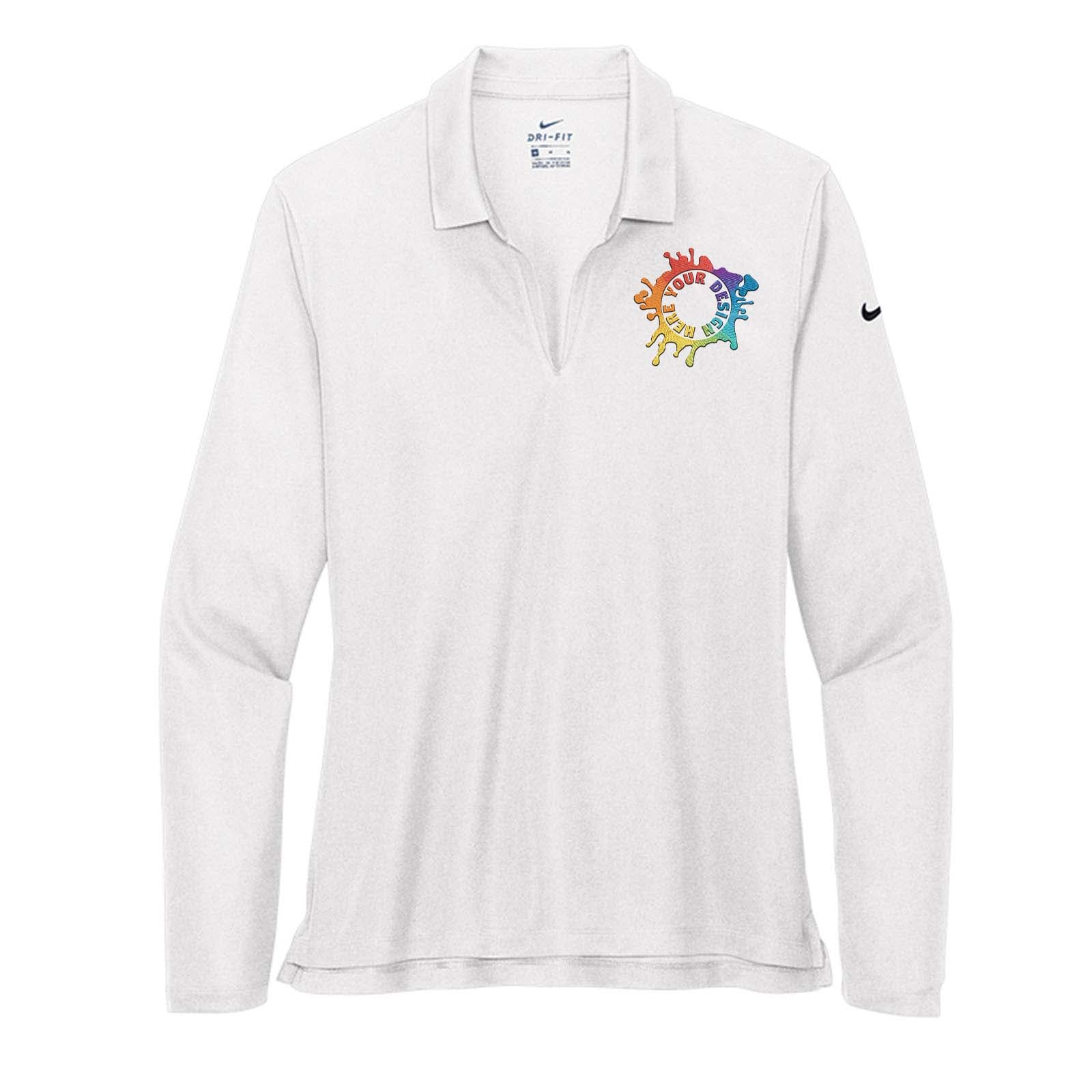 Nike Women's Dri-Fit Micro Piqué 2.0 100% Polyester Long Sleeve Polo T-Shirt Embroidery - Mato & Hash