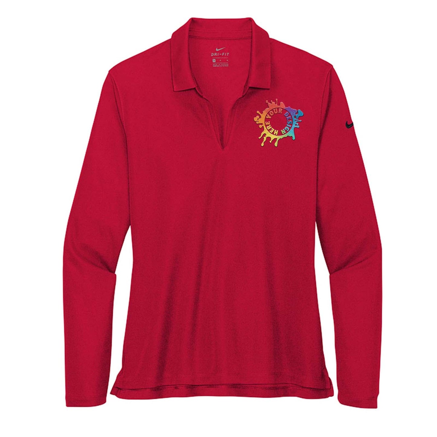 Nike Women's Dri-Fit Micro Piqué 2.0 100% Polyester Long Sleeve Polo T-Shirt Embroidery - Mato & Hash