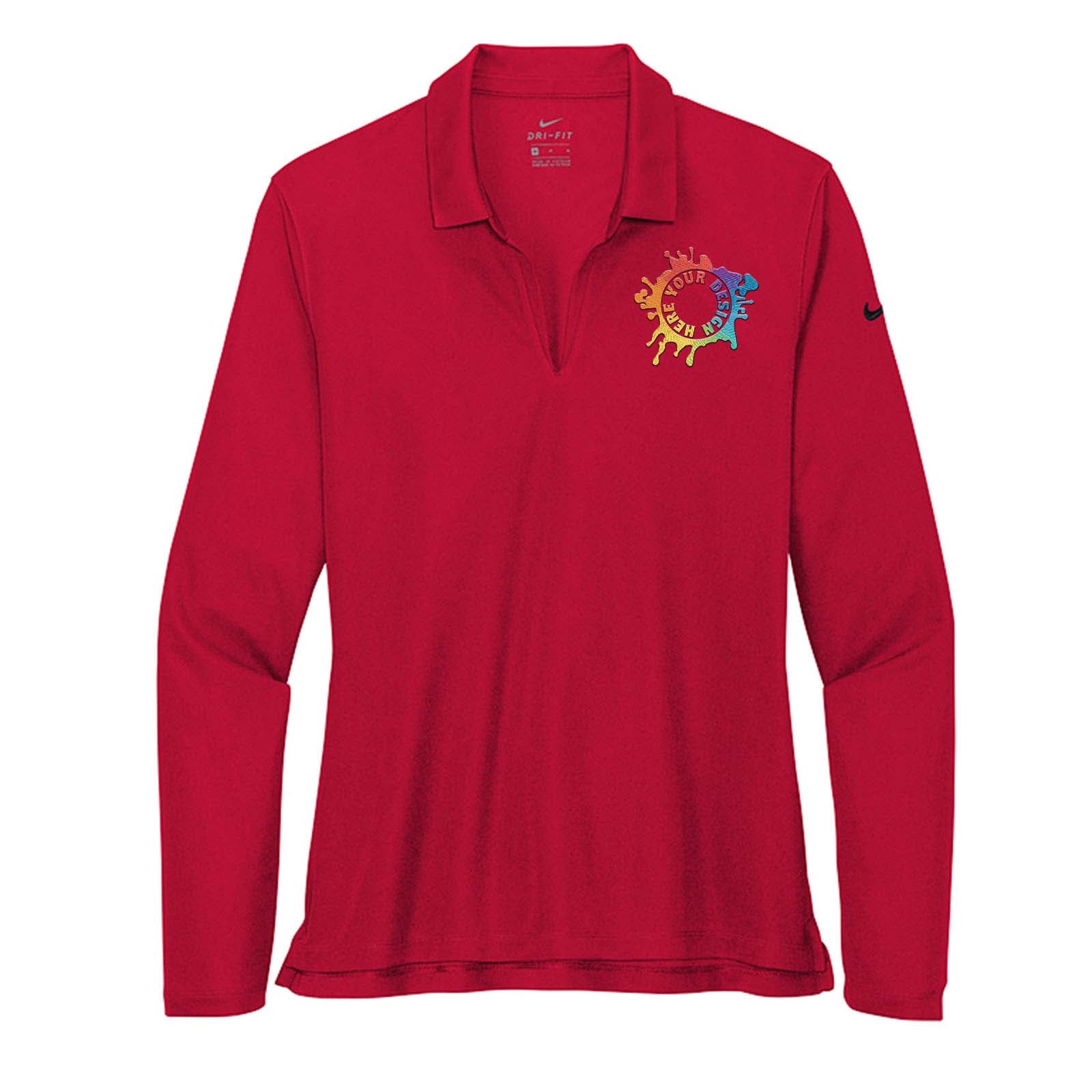 Nike Women's Dri-Fit Micro Piqué 2.0 100% Polyester Long Sleeve Polo T-Shirt Embroidery - Mato & Hash
