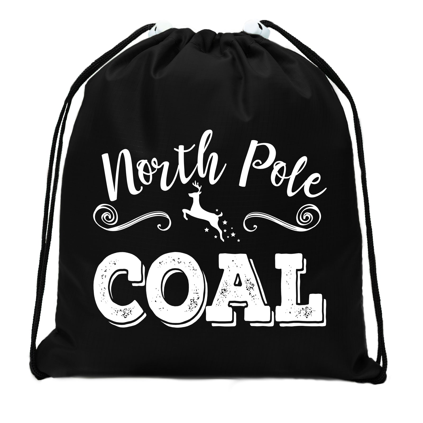 North Pole Coal + Reindeer Mini Polyester Drawstring Bag - Mato & Hash