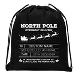 North Pole Overnight Delivery Custom Name Mini Polyester Drawstring Bag - Mato & Hash