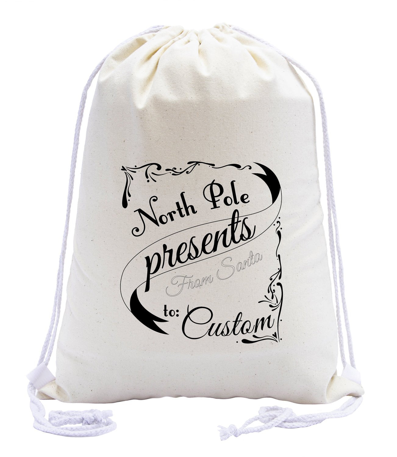 North Pole Presents To: Custom Cotton Drawstring Bag - Mato & Hash