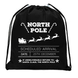 North Pole Scheduled Arrival 25th December Mini Polyester Drawstring Bag