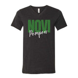 Novi Pompon Bella + Canvas Unisex Cotton/Polyester Blend V-Neck T-Shirt Cursive Pom