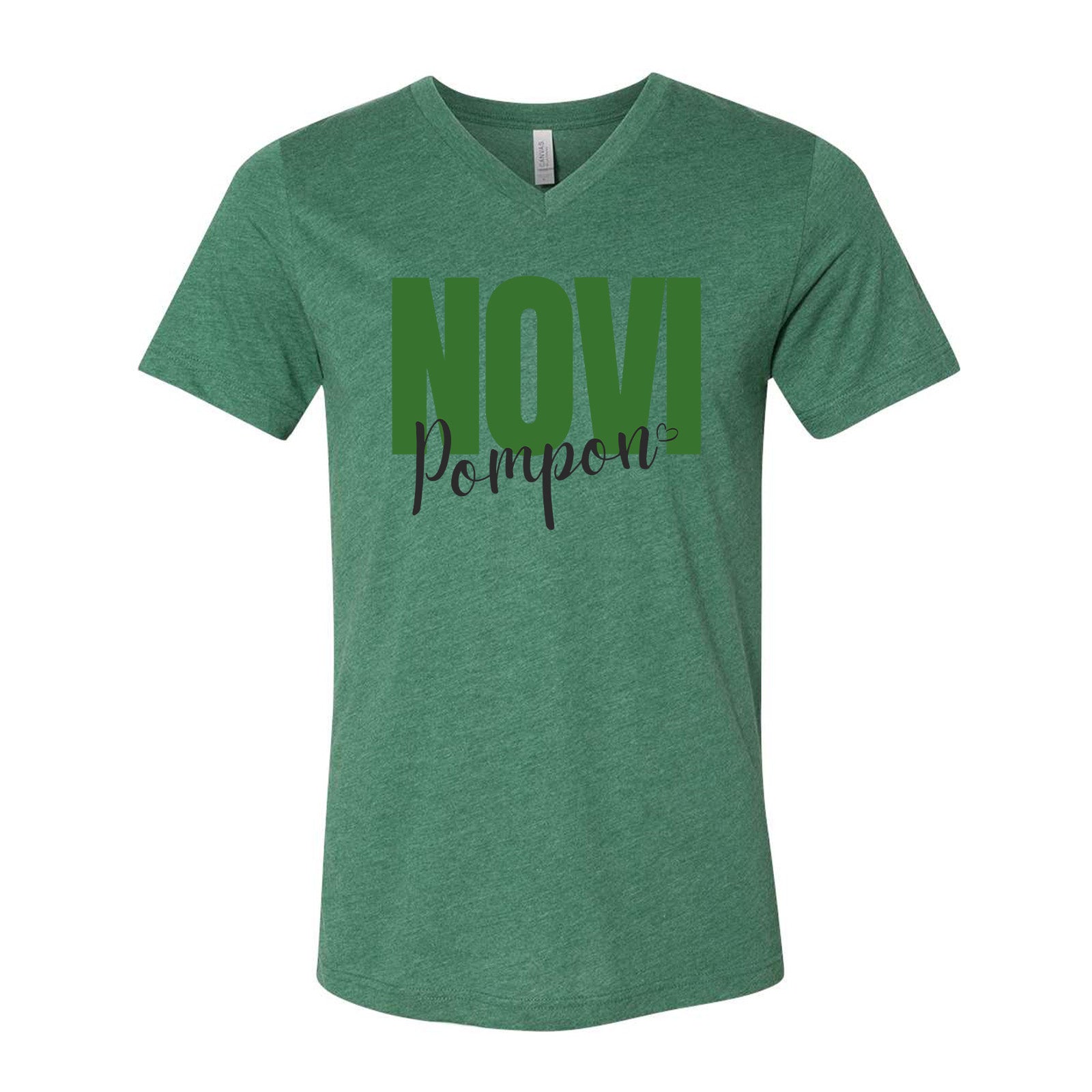 Novi Pompon Bella + Canvas Unisex Cotton/Polyester Blend V-Neck T-Shirt Cursive Pom - Mato & Hash