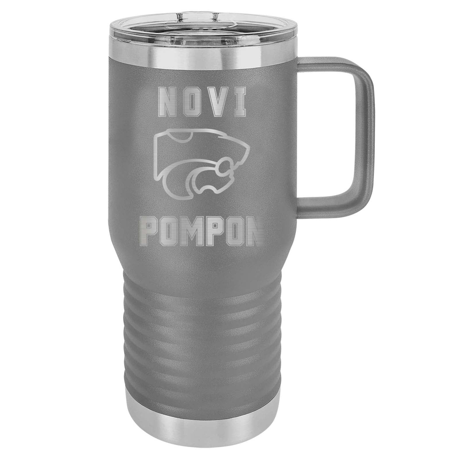 Novi Pompon Laser Engraved 20oz Travel Tumbler with Handle - Mato & Hash