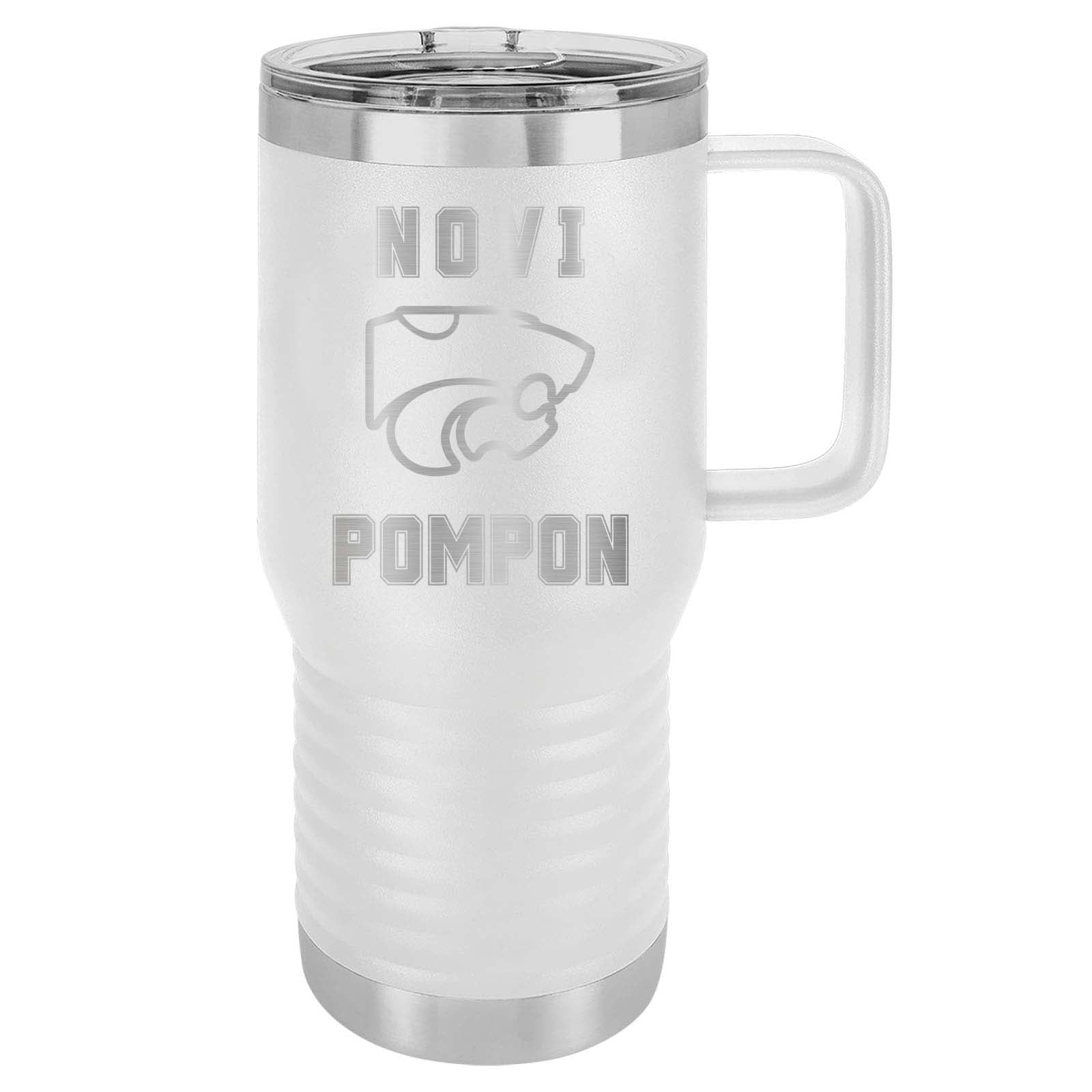 Novi Pompon Laser Engraved 20oz Travel Tumbler with Handle - Mato & Hash