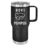 Novi Pompon Laser Engraved 20oz Travel Tumbler with Handle