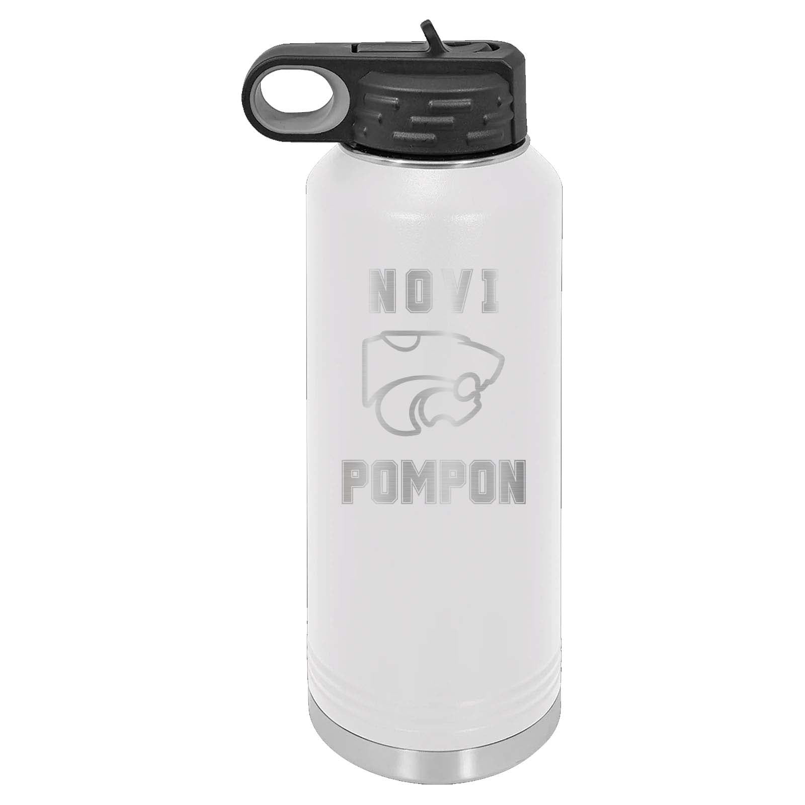 Novi Pompon Laser Engraved 32oz Water Bottle with Flip Lid - Mato & Hash