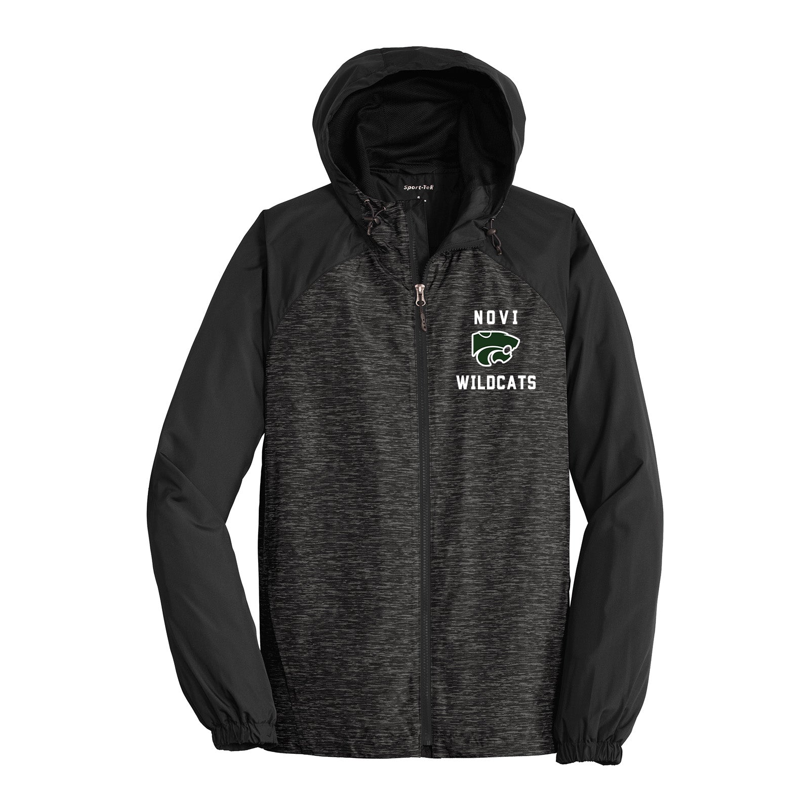 Novi Pompon Sport-Tek® Heather Colorblock Raglan Hooded Wind Jacket Classic - Mato & Hash