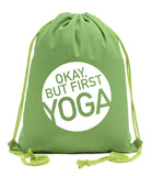 Okay, but First Yoga Cotton Drawstring Bag