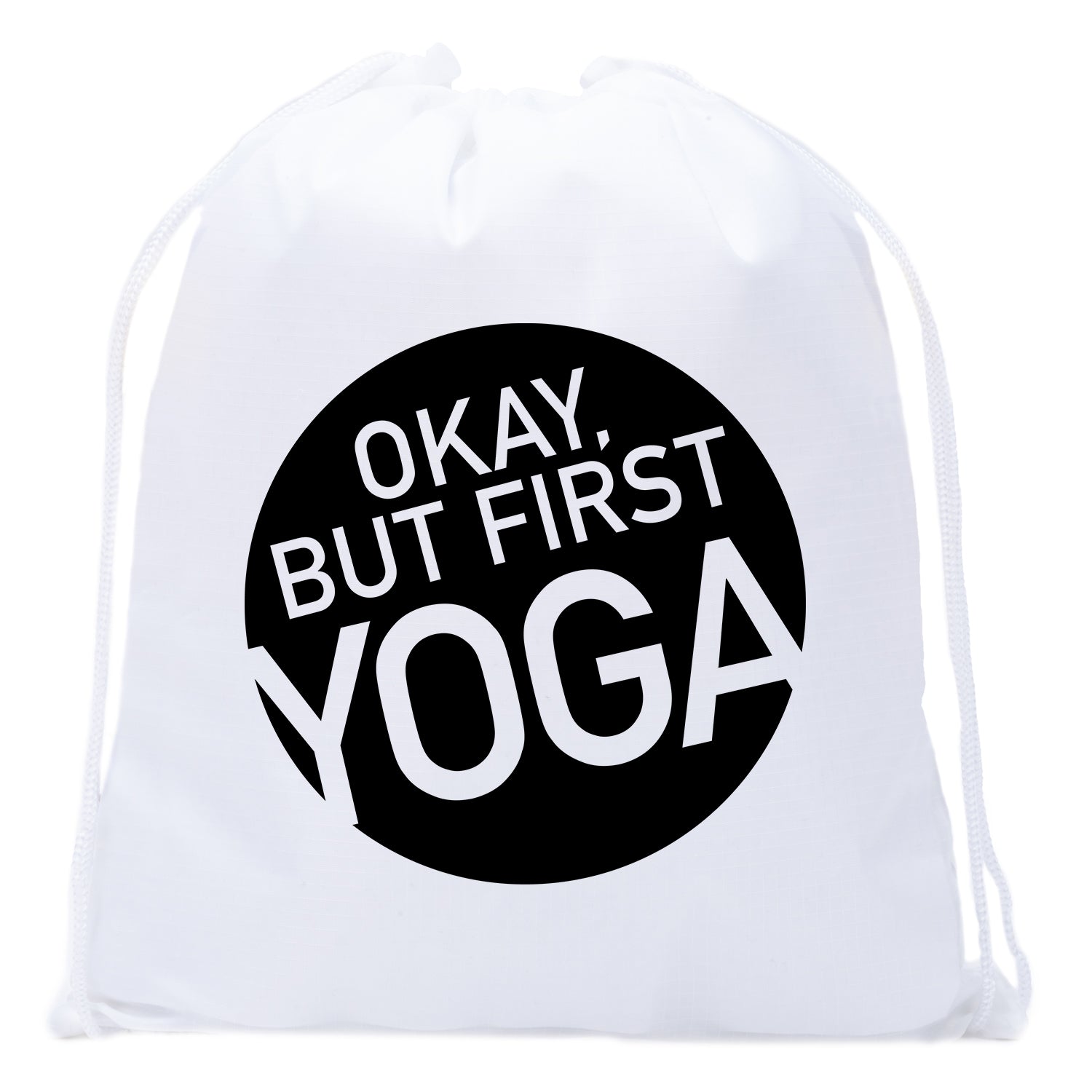 Okay, but First Yoga Mini Polyester Drawstring Bag - Mato & Hash