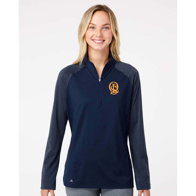 OLS Logo Adidas Women's Stripe Block Quarter-Zip Pullover
