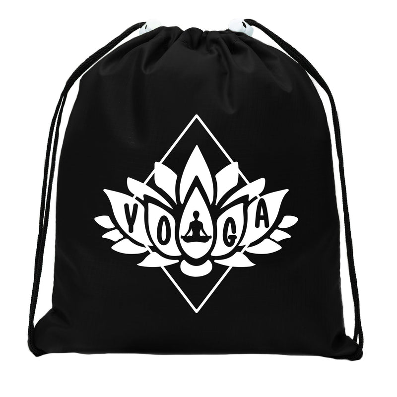 Padmasana Lotus Flower Cotton Drawstring Bag