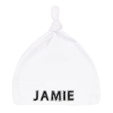 Patchwork Text - Custom Name - Baby Hat w/ Adjustable Top Knot - Mato & Hash