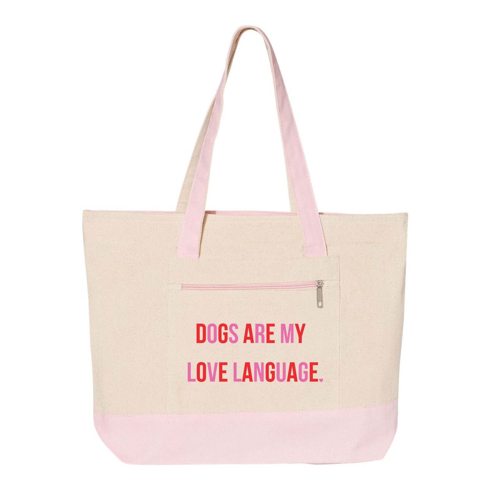Peace Love and Paws Rescue Cats & Dogs Are My Love Language Q-Tees 19L Zippered Tote - Mato & Hash