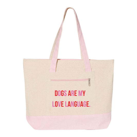 Peace Love and Paws Rescue Cats & Dogs Are My Love Language Q-Tees 19L Zippered Tote - Mato & Hash