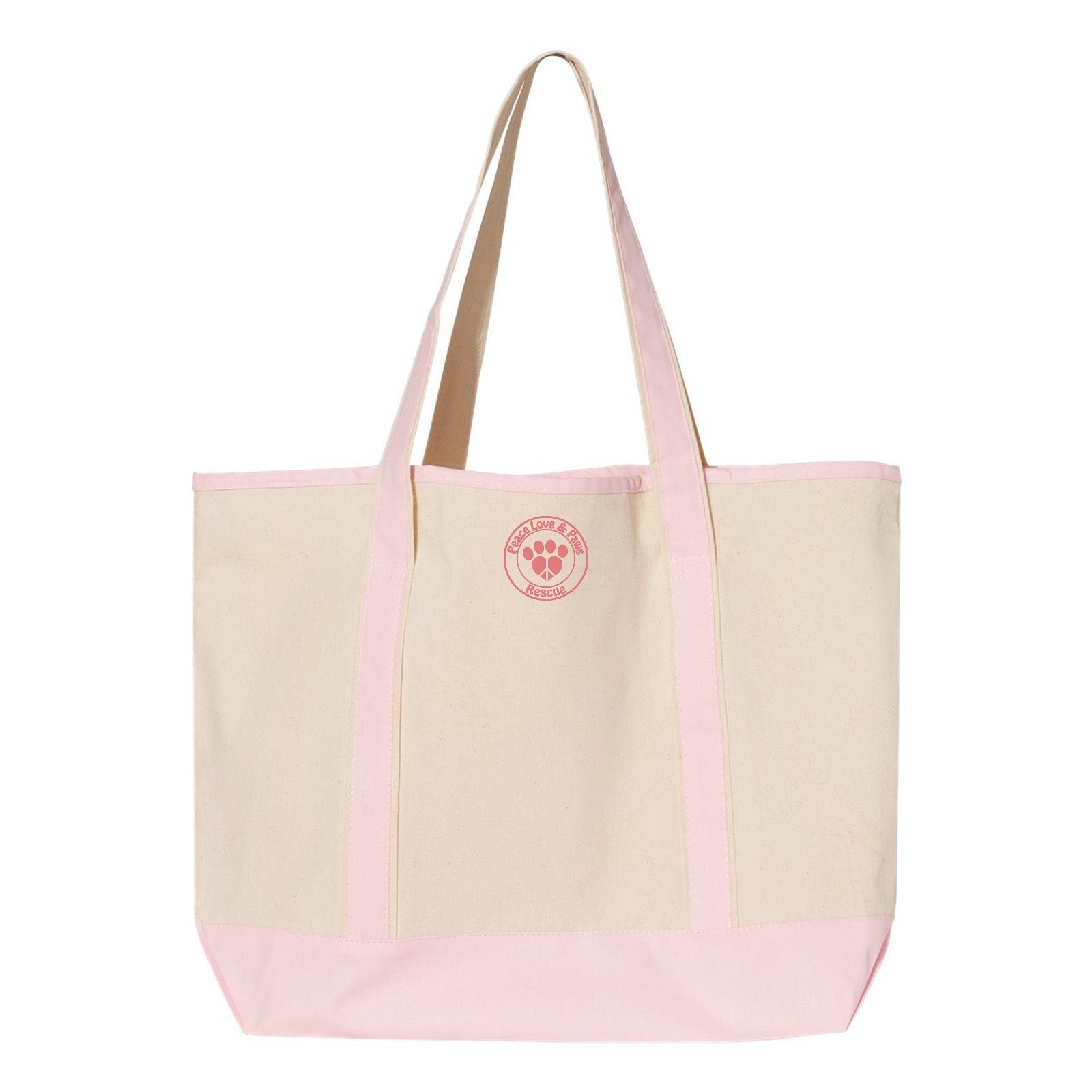 Peace Love and Paws Rescue Cats & Dogs Are My Love Language Q-Tees 34.6L Large Canvas Deluxe Tote - Mato & Hash