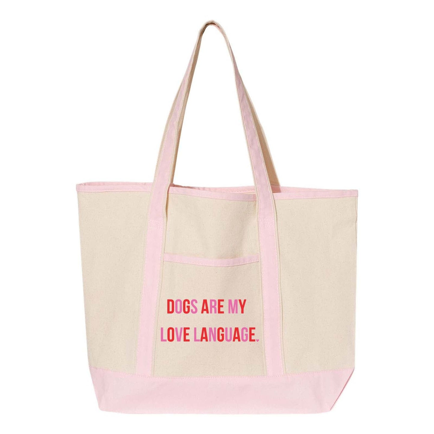 Peace Love and Paws Rescue Cats & Dogs Are My Love Language Q-Tees 34.6L Large Canvas Deluxe Tote - Mato & Hash