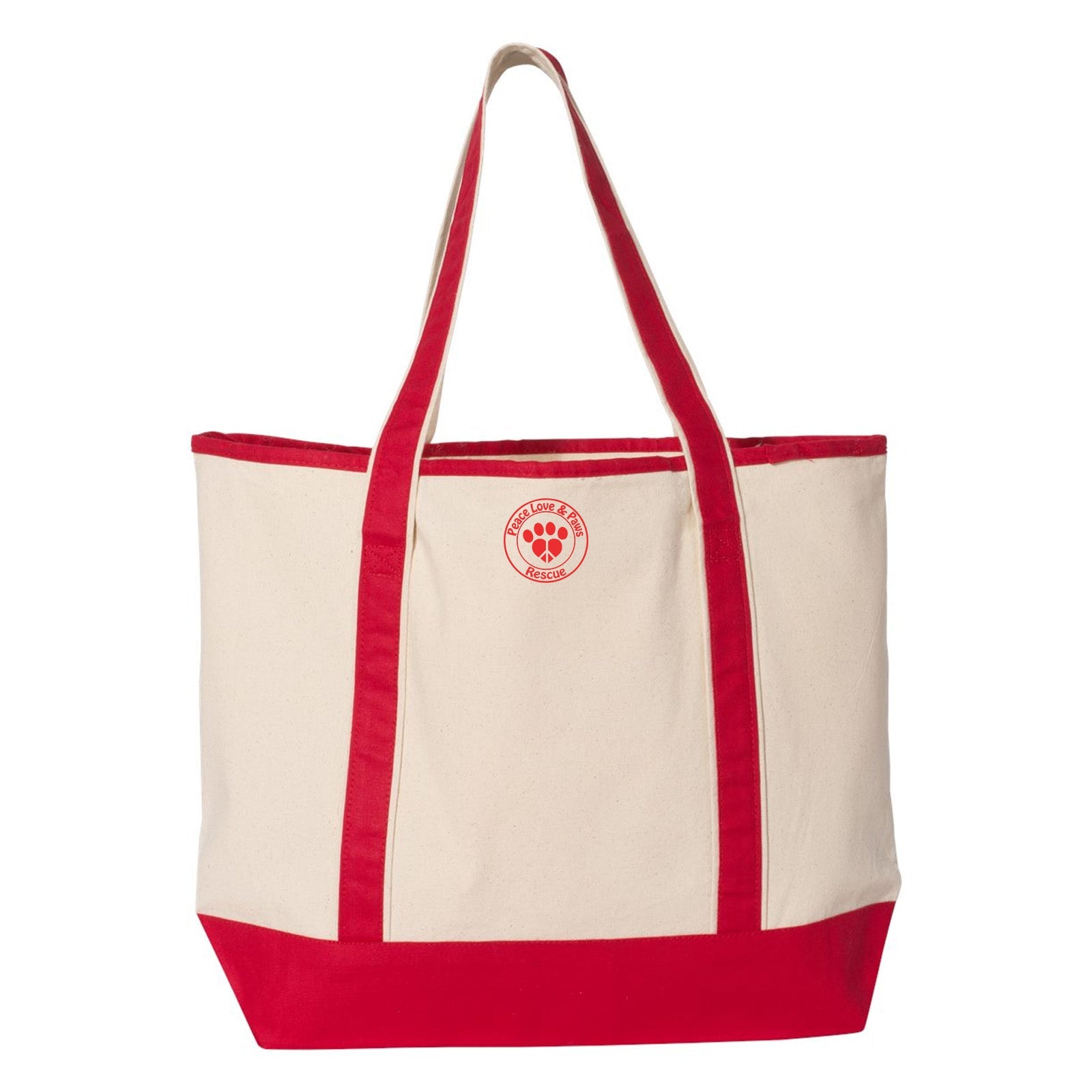 Peace Love and Paws Rescue My Pet is My Valentine Q-Tees 34.6L Large Canvas Deluxe Tote - Mato & Hash