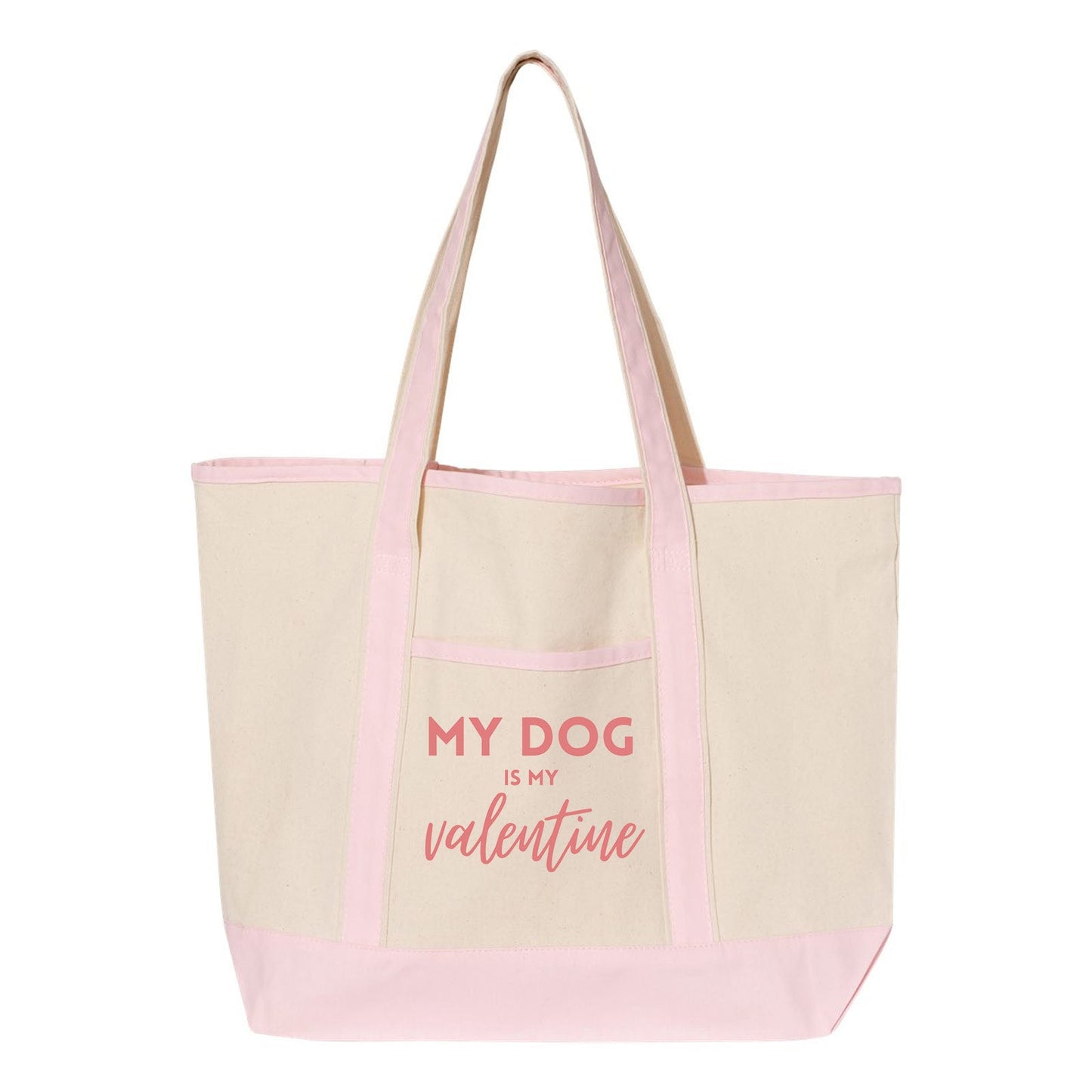 Peace Love and Paws Rescue My Pet is My Valentine Q-Tees 34.6L Large Canvas Deluxe Tote - Mato & Hash