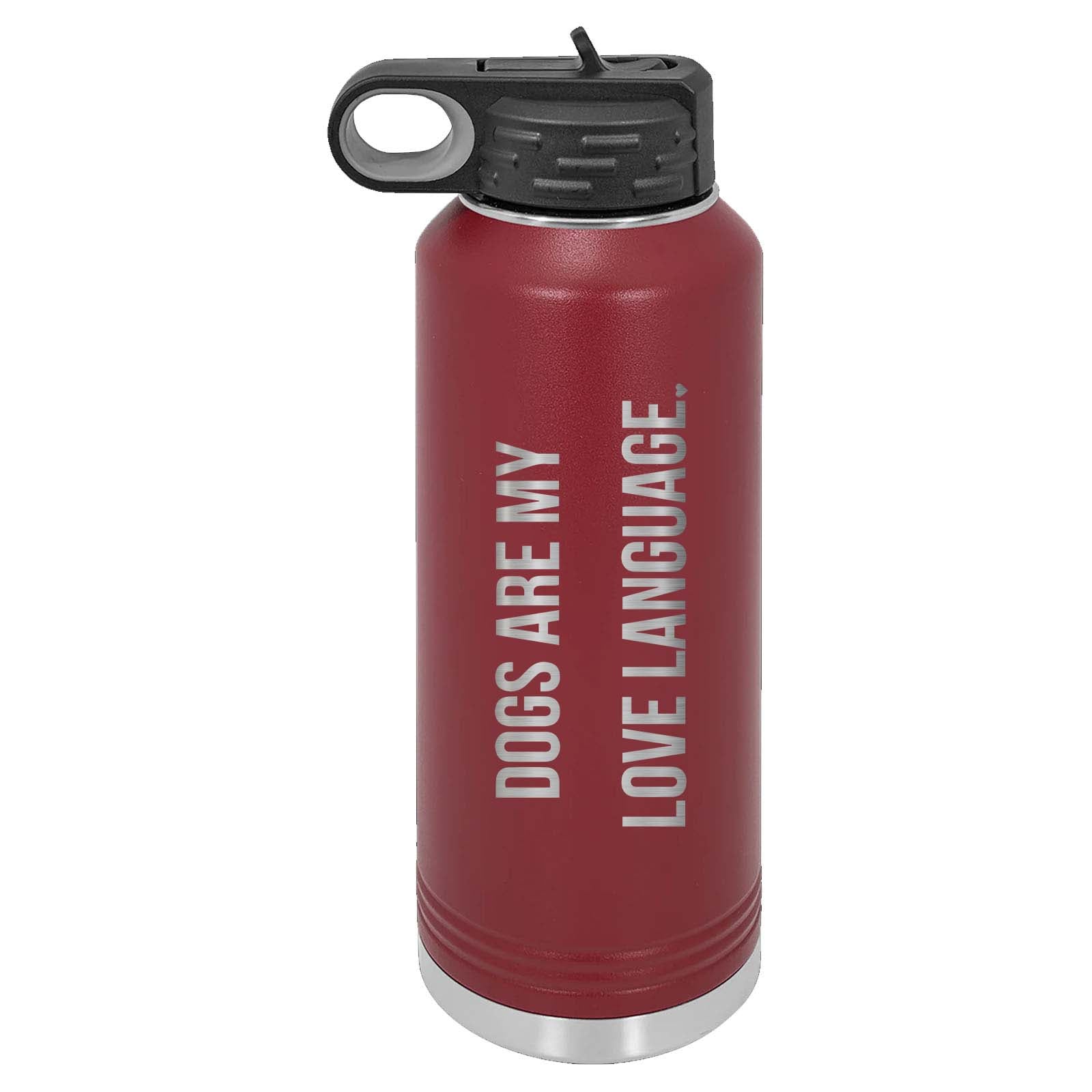 Peace Love & Paws Rescue Cats & Dogs are My Love Language Laser Engraved Polar Camel Water Bottle - Mato & Hash