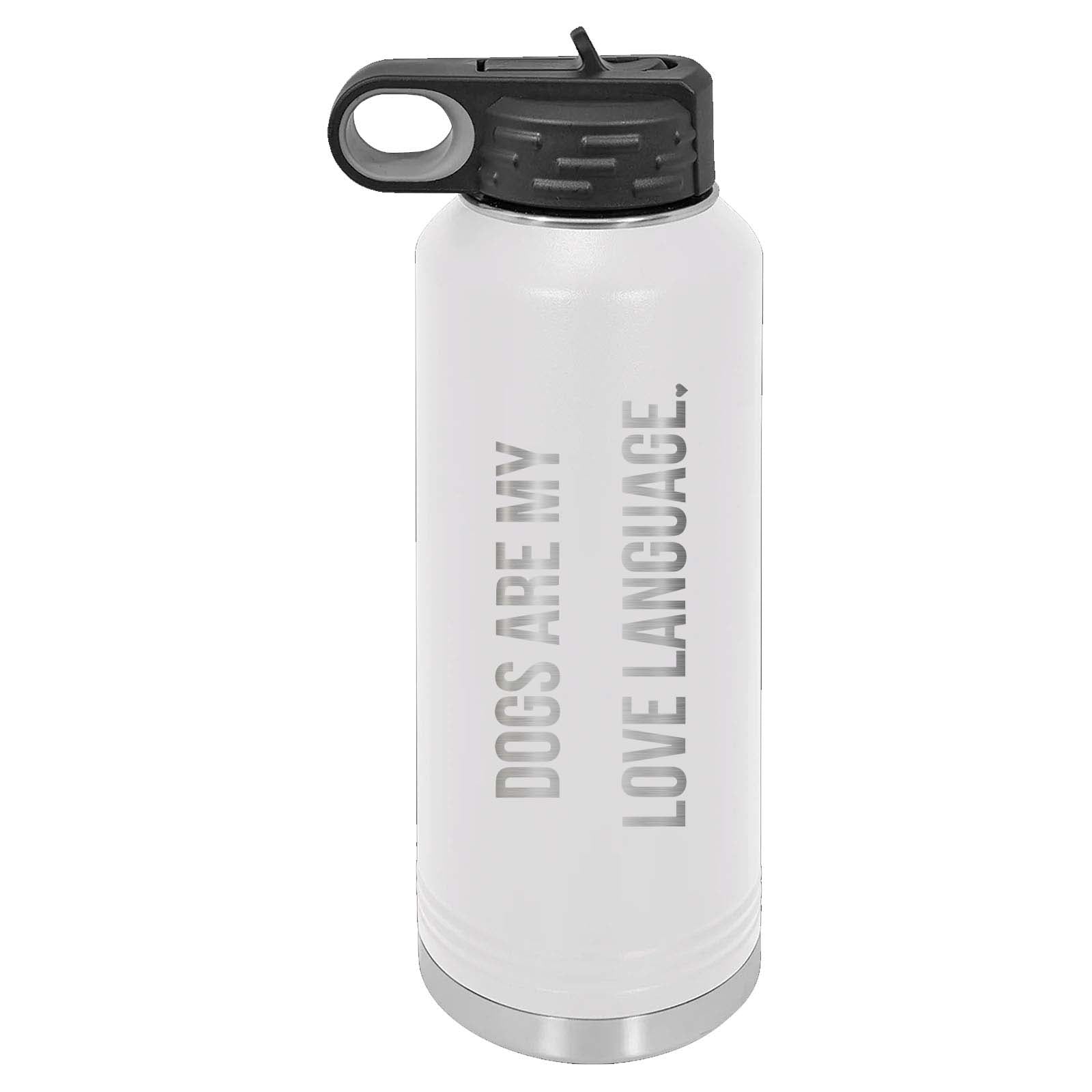 Peace Love & Paws Rescue Cats & Dogs are My Love Language Laser Engraved Polar Camel Water Bottle - Mato & Hash