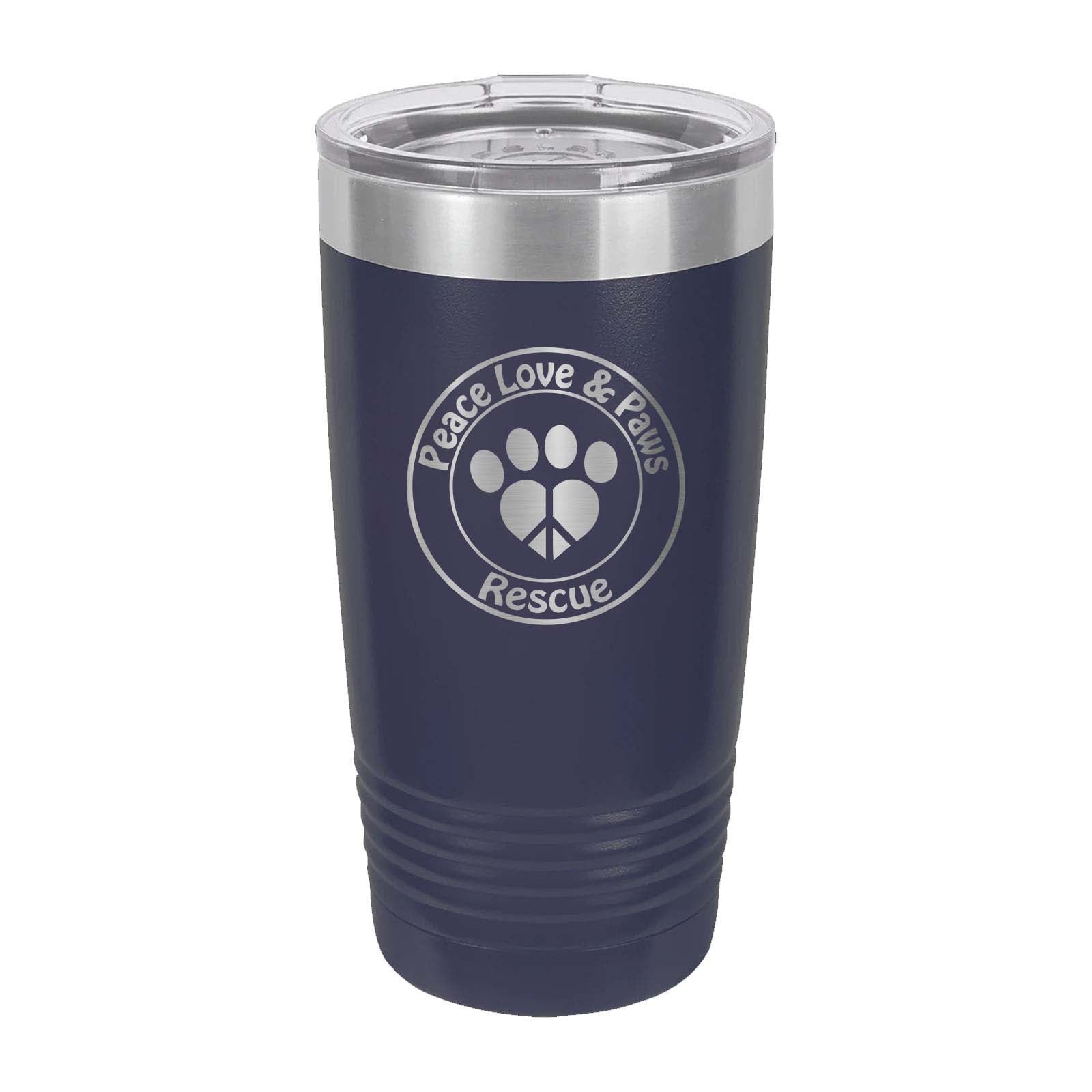 Peace Love & Paws Rescue Custom Engraved Matte Tumbler 20 oz. - Mato & Hash