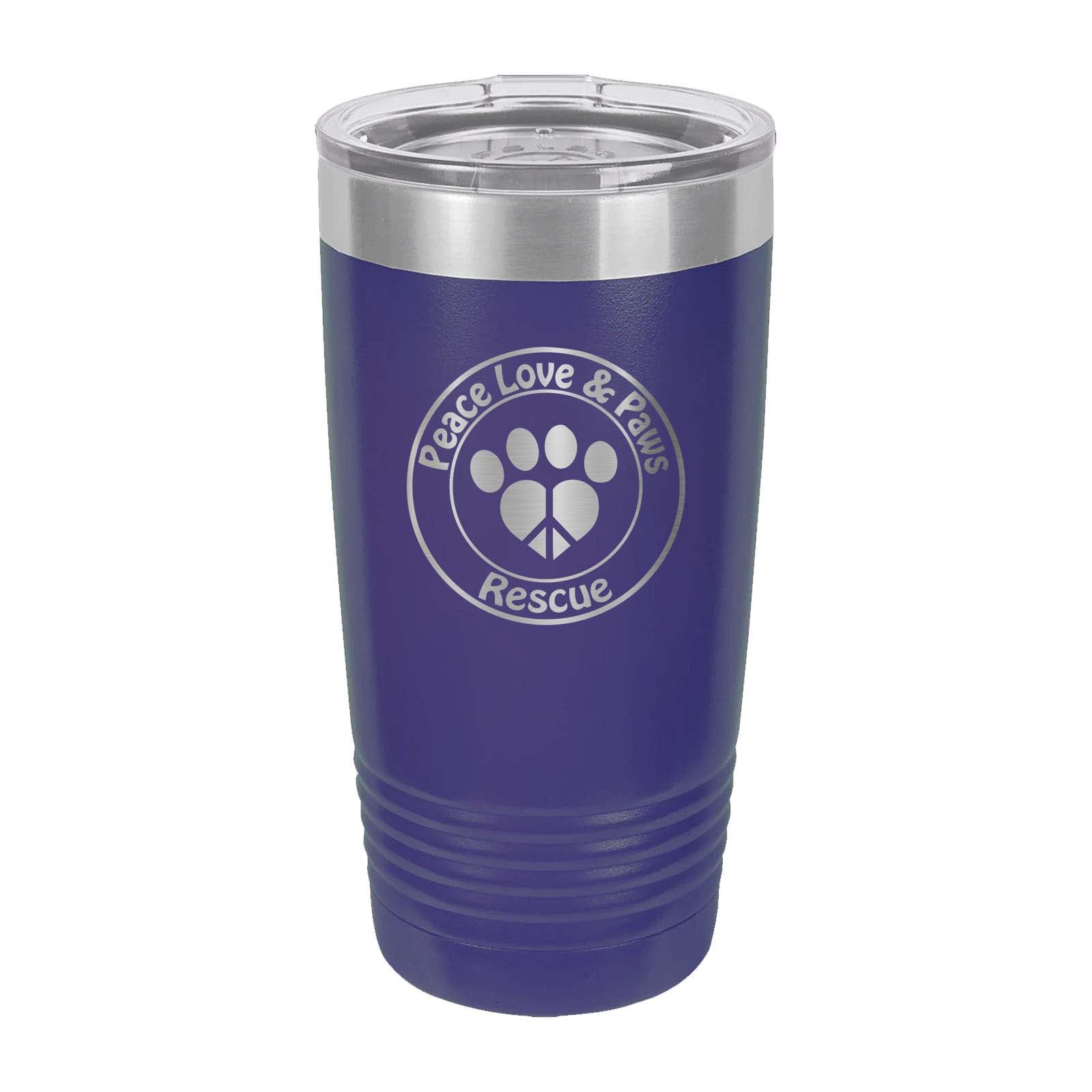 Peace Love & Paws Rescue Custom Engraved Matte Tumbler 20 oz. - Mato & Hash