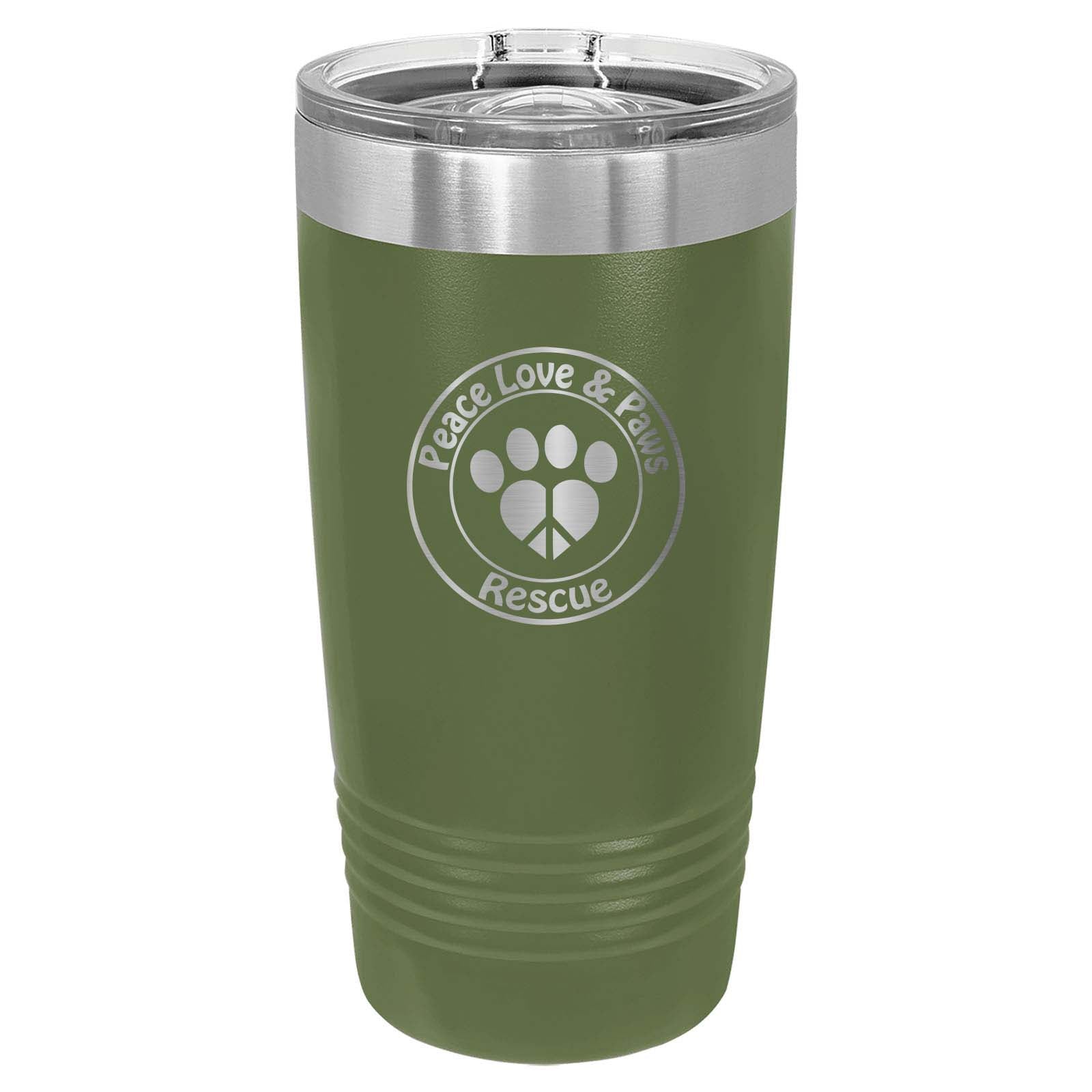 Peace Love & Paws Rescue Custom Engraved Matte Tumbler 20 oz. - Mato & Hash