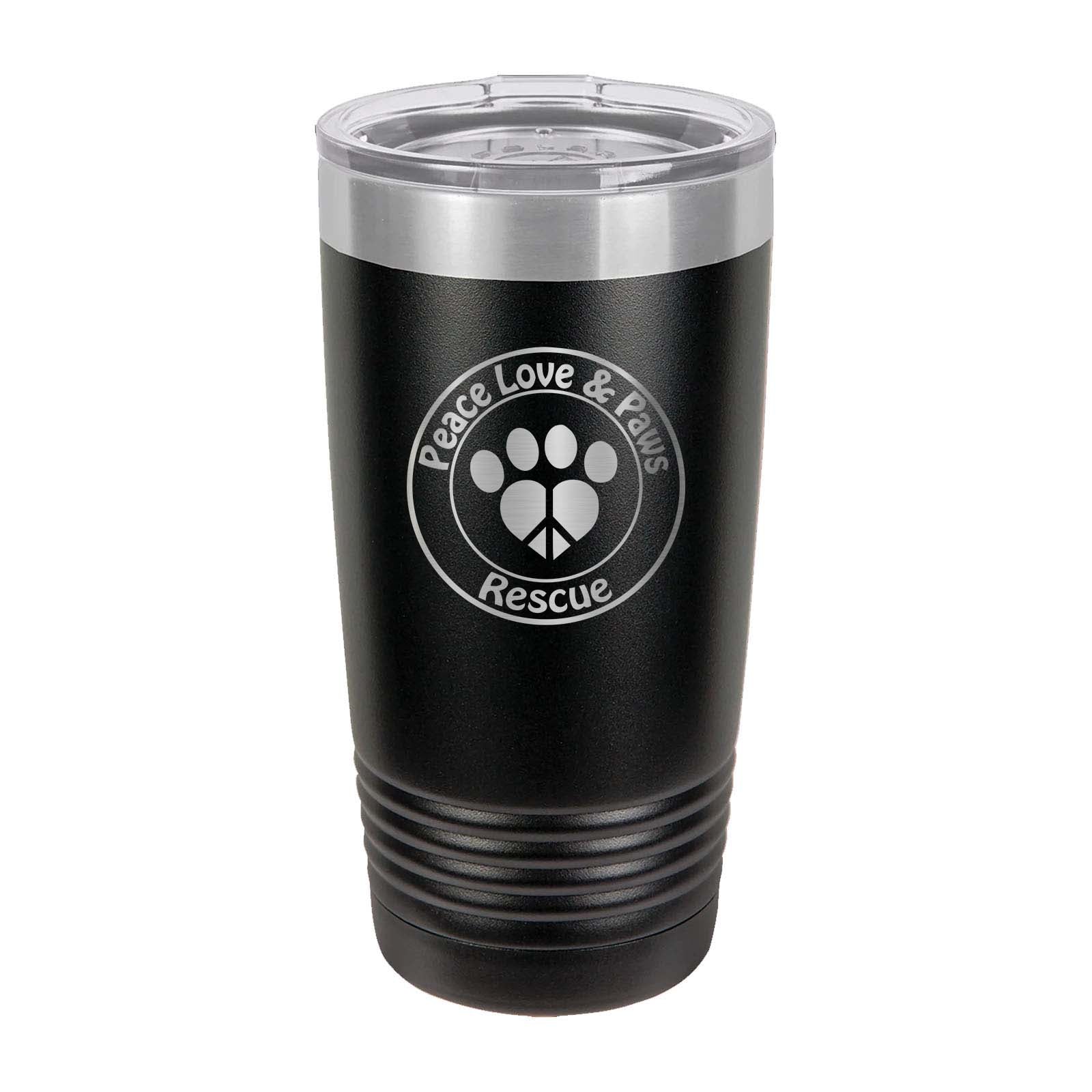 Peace Love & Paws Rescue Custom Engraved Matte Tumbler 20 oz. - Mato & Hash