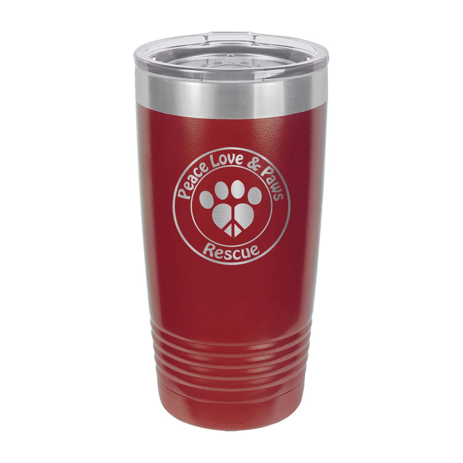 Peace Love & Paws Rescue Custom Engraved Matte Tumbler 20 oz. - Mato & Hash