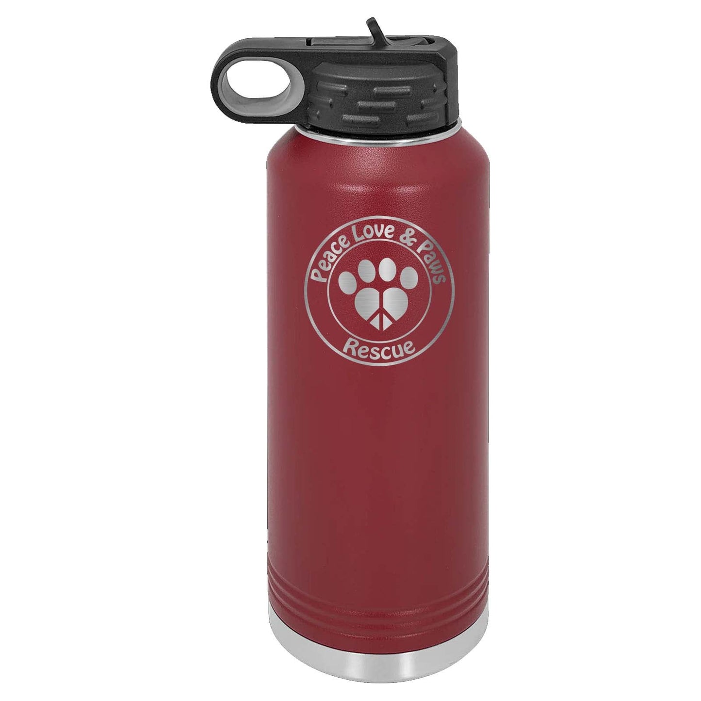 Peace Love & Paws Rescue Laser Engraved Polar Camel Water Bottle - Mato & Hash
