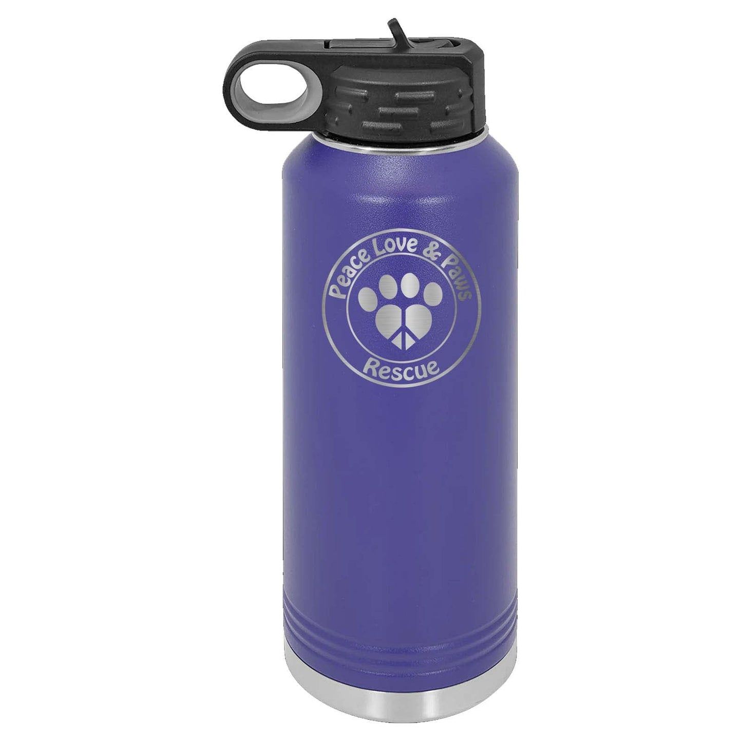 Peace Love & Paws Rescue Laser Engraved Polar Camel Water Bottle - Mato & Hash