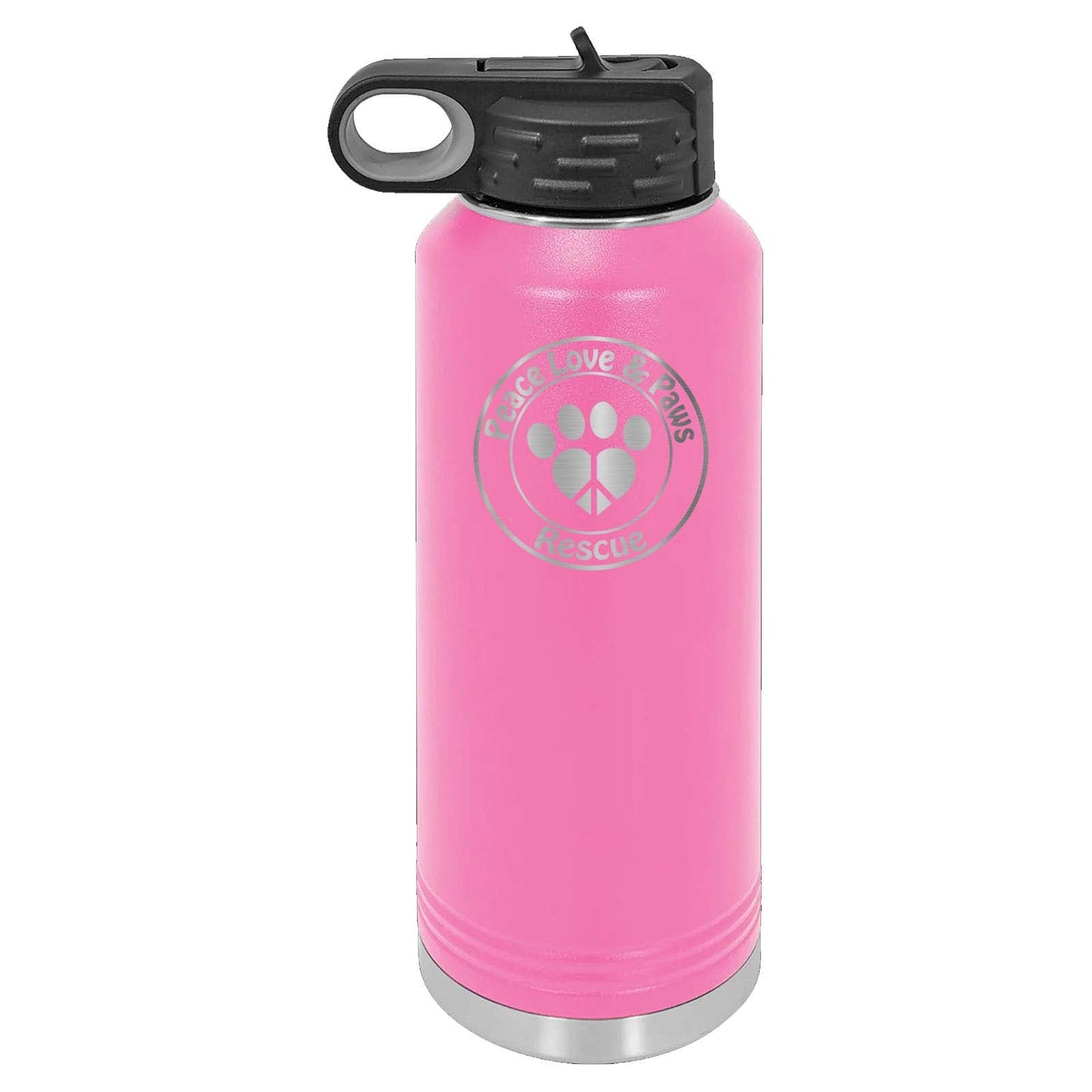 Peace Love & Paws Rescue Laser Engraved Polar Camel Water Bottle - Mato & Hash