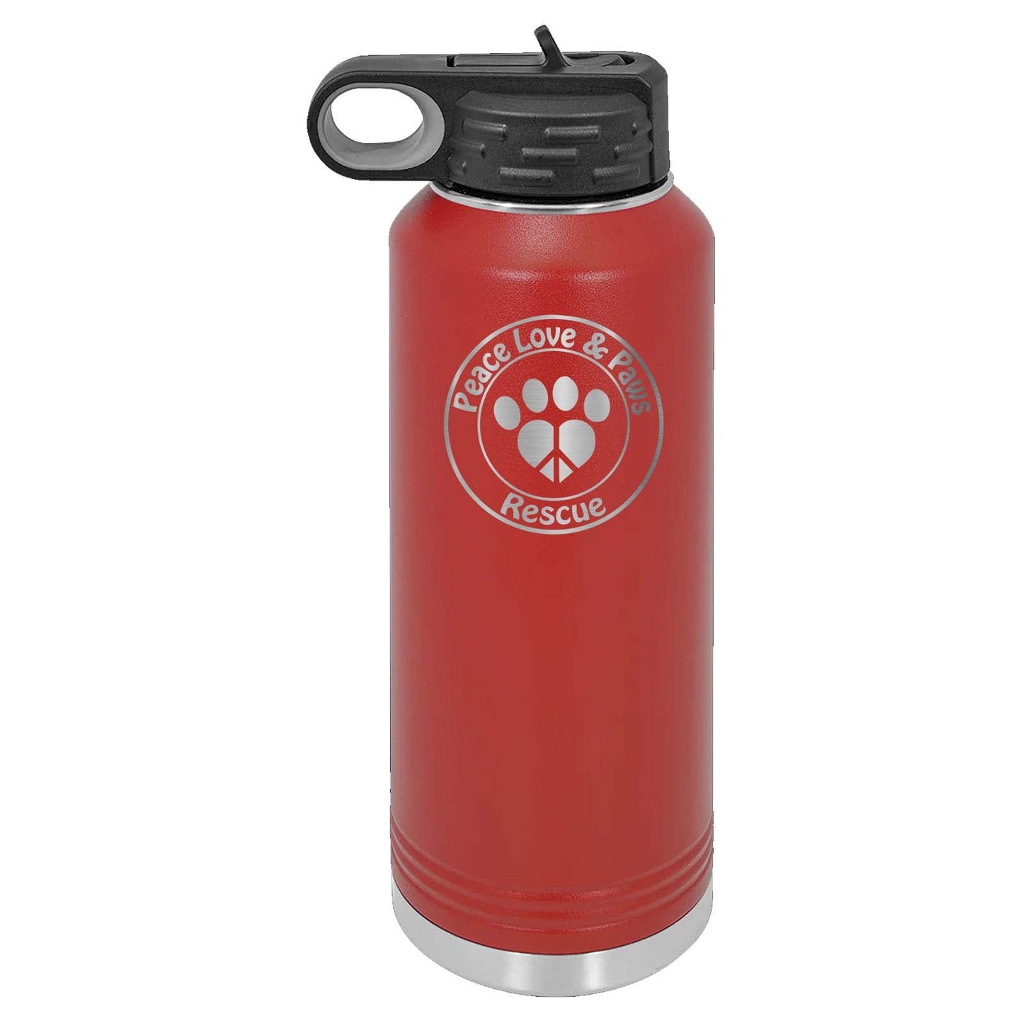 Peace Love & Paws Rescue Laser Engraved Polar Camel Water Bottle - Mato & Hash