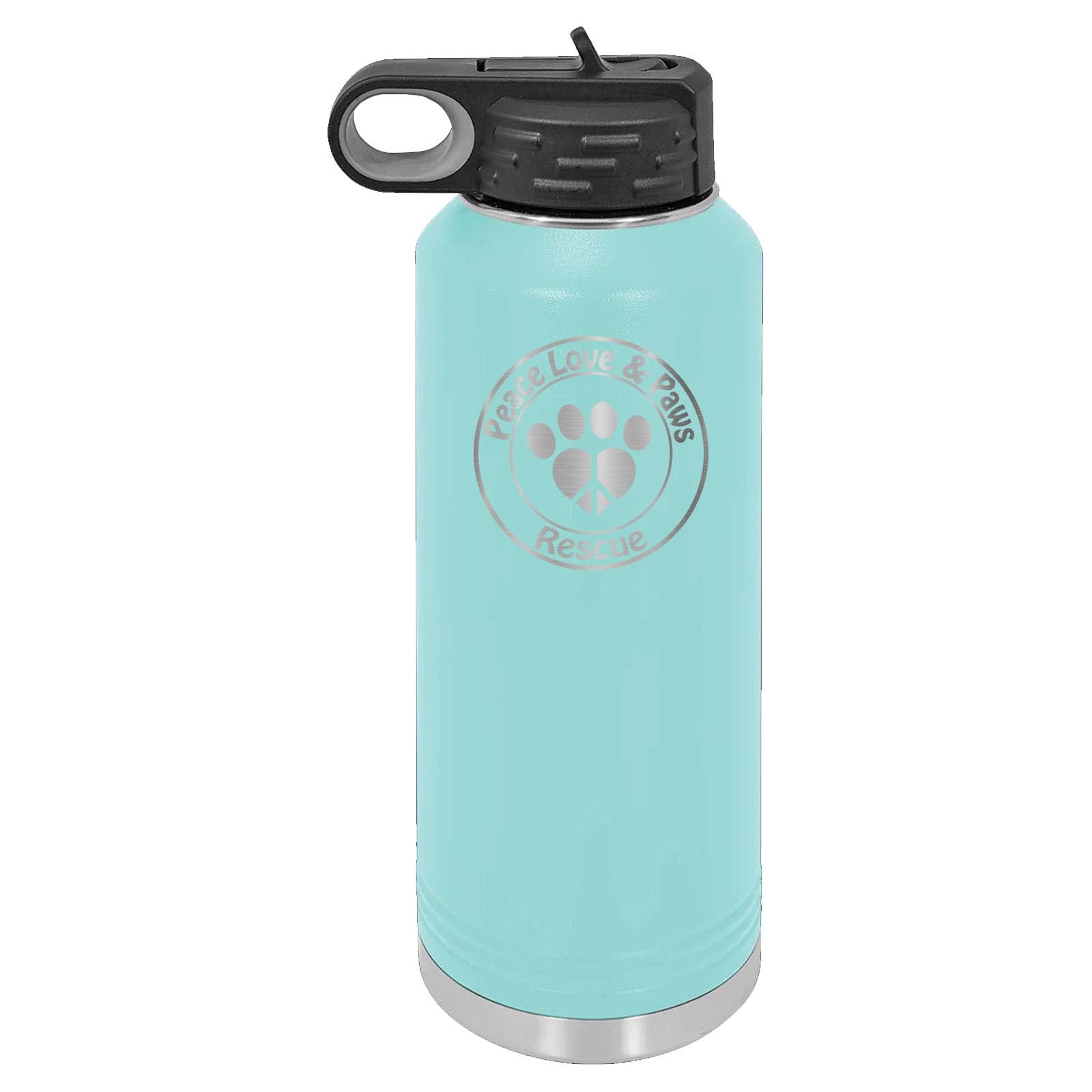 Peace Love & Paws Rescue Laser Engraved Polar Camel Water Bottle - Mato & Hash