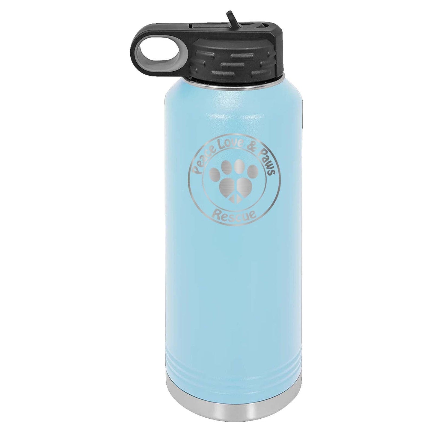 Peace Love & Paws Rescue Laser Engraved Polar Camel Water Bottle - Mato & Hash