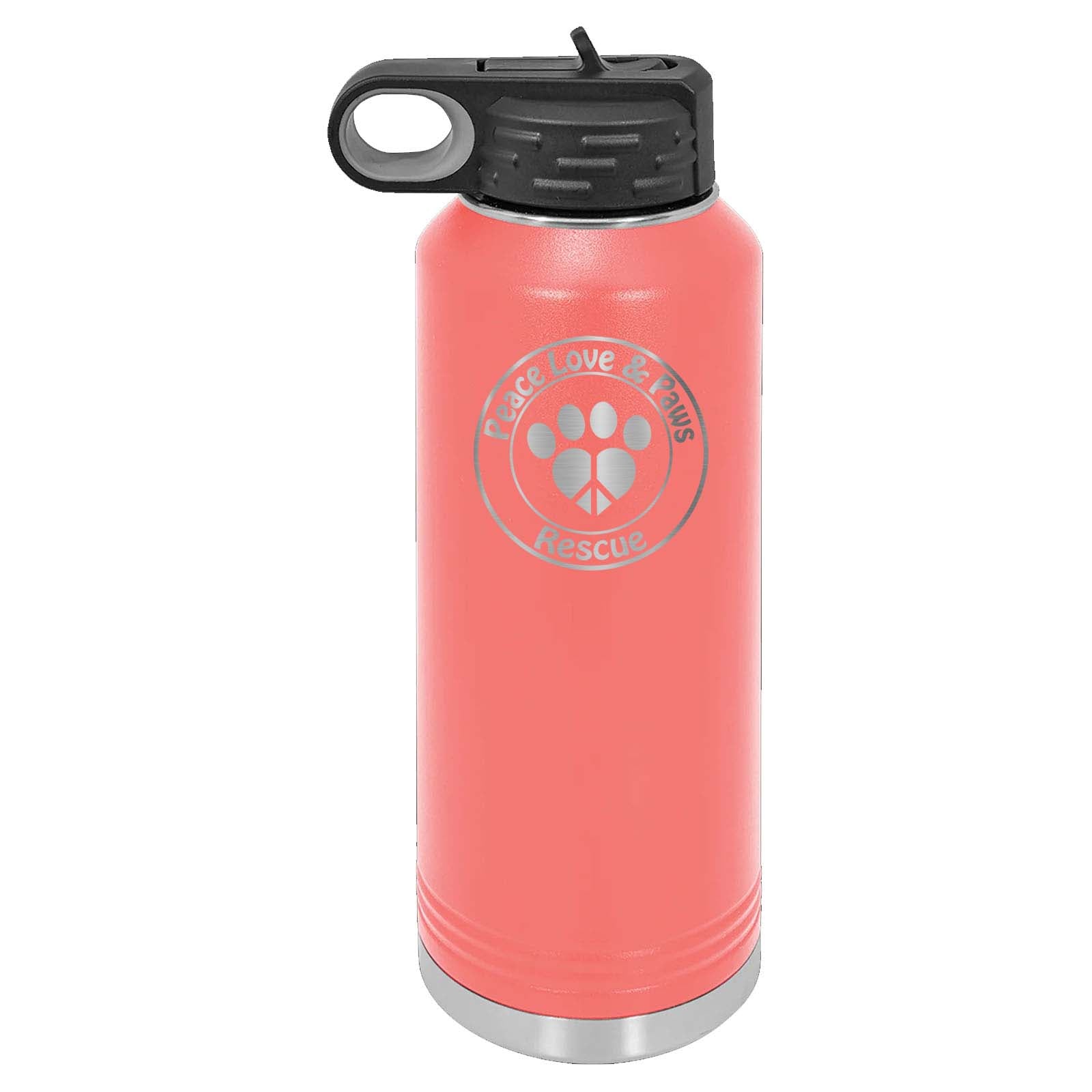 Peace Love & Paws Rescue Laser Engraved Polar Camel Water Bottle - Mato & Hash