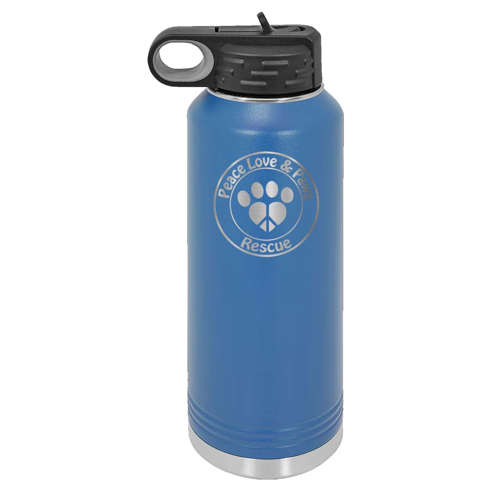 Peace Love & Paws Rescue Laser Engraved Polar Camel Water Bottle - Mato & Hash
