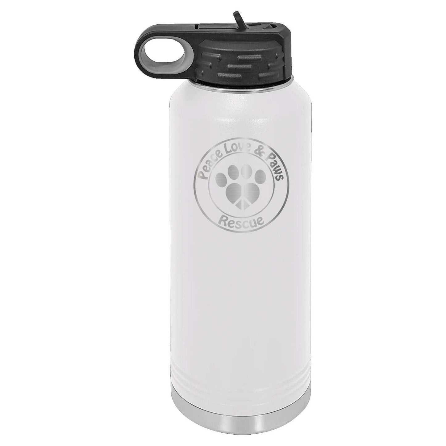 Peace Love & Paws Rescue Laser Engraved Polar Camel Water Bottle - Mato & Hash