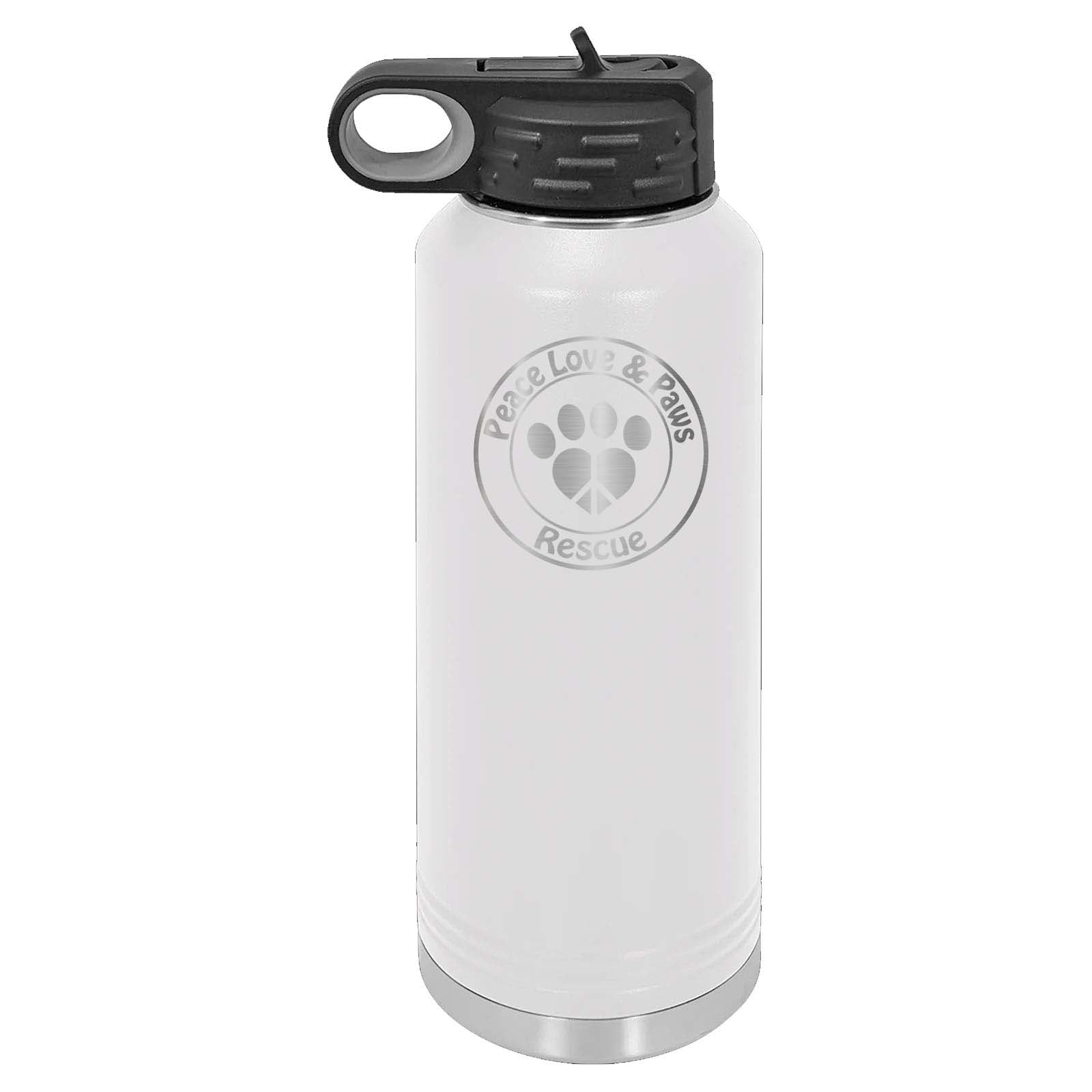 Peace Love & Paws Rescue Laser Engraved Polar Camel Water Bottle - Mato & Hash