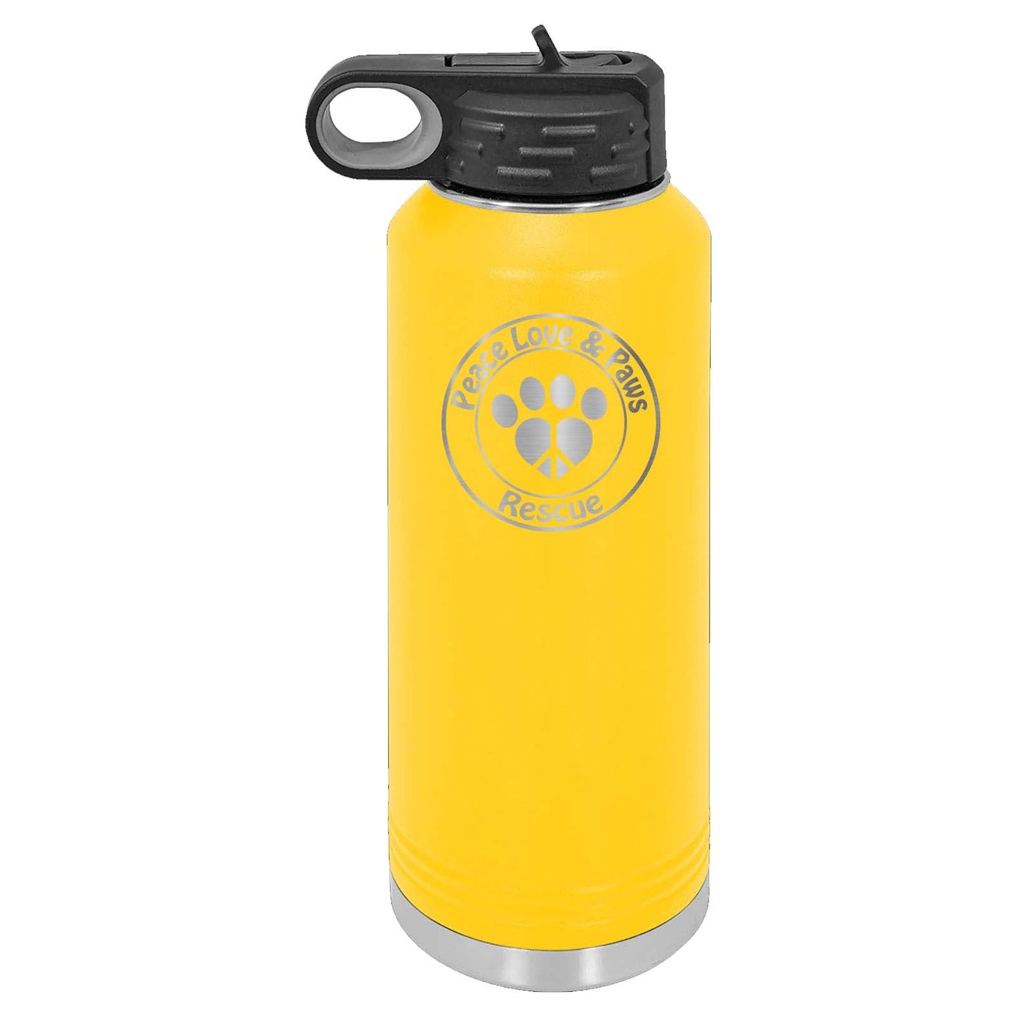 Peace Love & Paws Rescue Laser Engraved Polar Camel Water Bottle - Mato & Hash