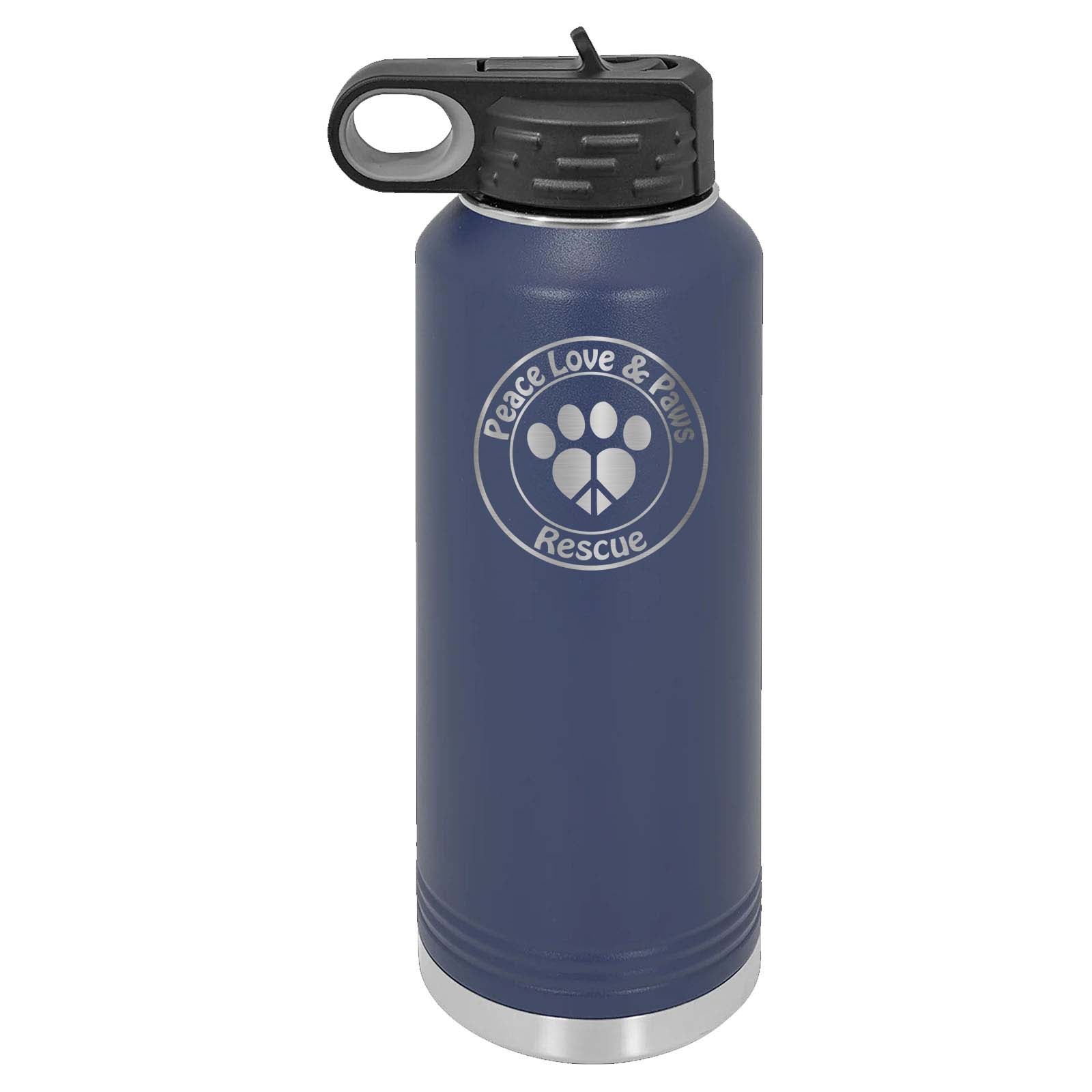 Peace Love & Paws Rescue Laser Engraved Polar Camel Water Bottle - Mato & Hash