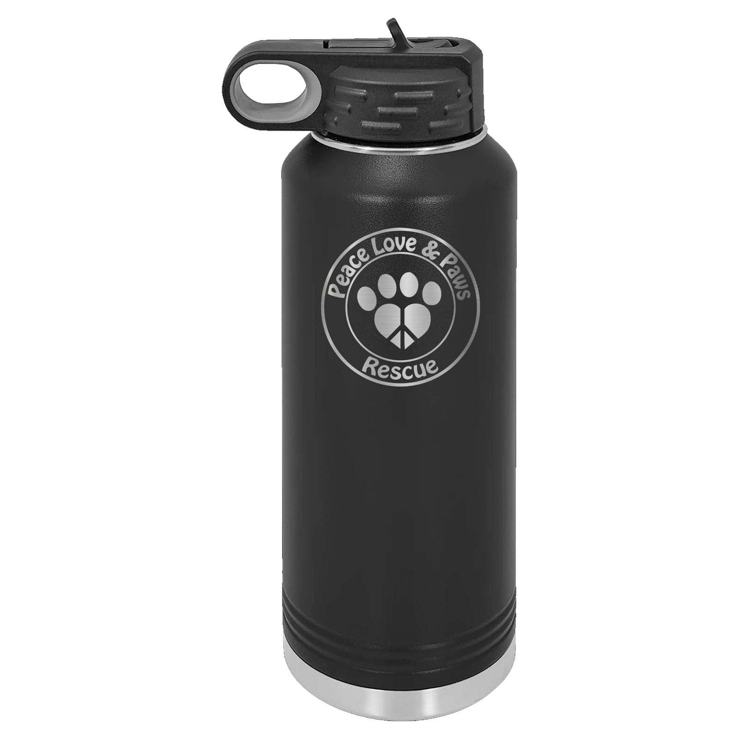 Peace Love & Paws Rescue Laser Engraved Polar Camel Water Bottle - Mato & Hash