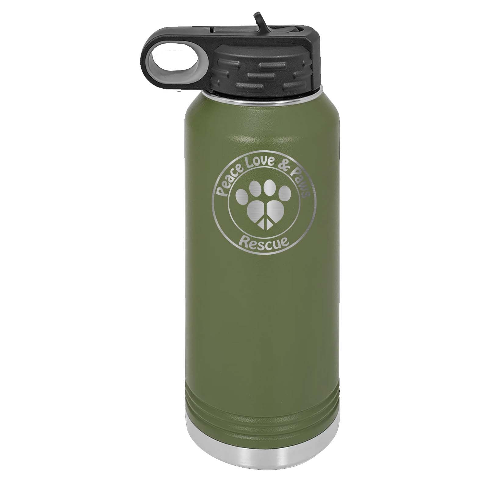 Peace Love & Paws Rescue Laser Engraved Polar Camel Water Bottle - Mato & Hash