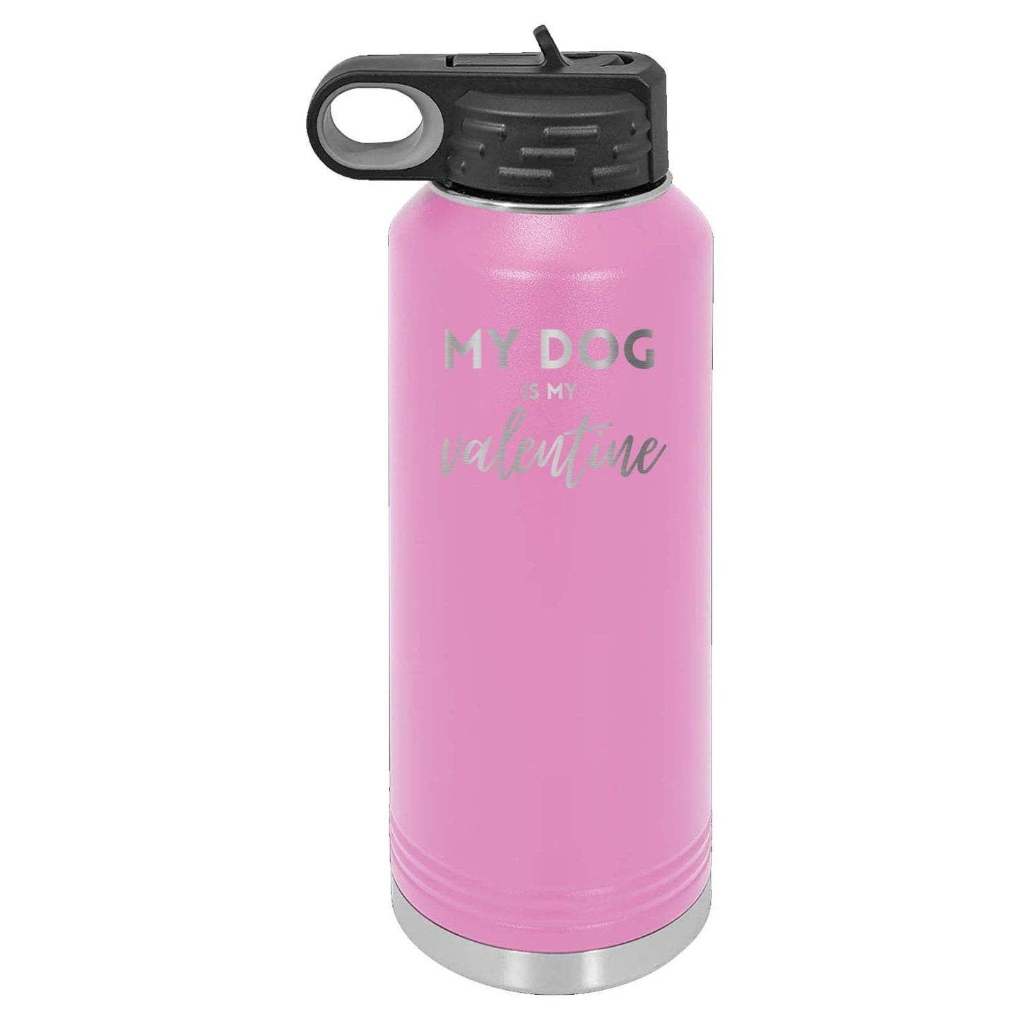 Peace Love & Paws Rescue My Pet is My Valentine Laser Engraved Polar Camel Water Bottle - Mato & Hash