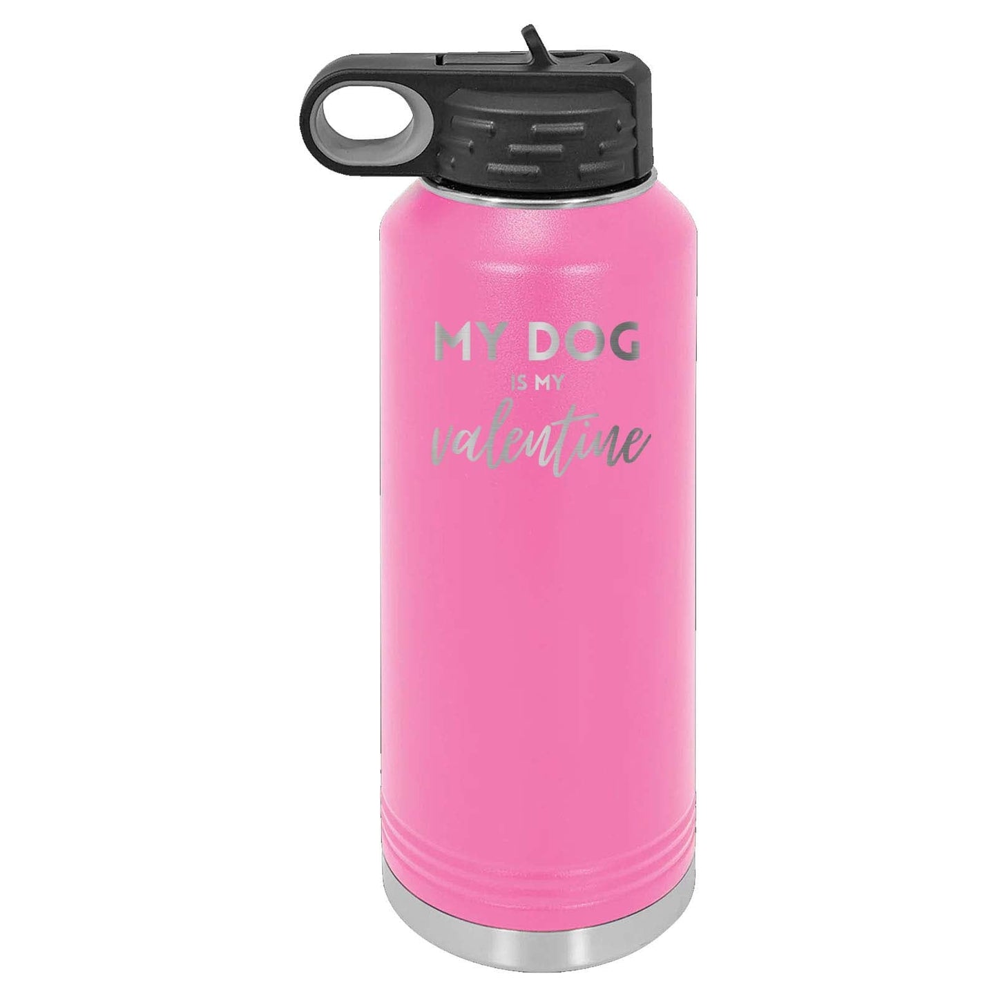 Peace Love & Paws Rescue My Pet is My Valentine Laser Engraved Polar Camel Water Bottle - Mato & Hash