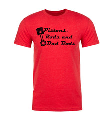 Pistons, Rods and Dad Bods - Classic Car Text - Unisex T Shirts - Mato & Hash